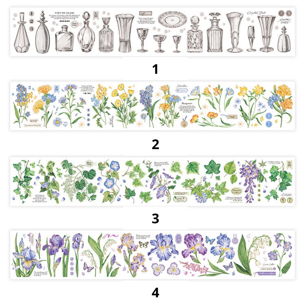 Sticker hoa lá mùa xuân trang trí sổ đa phong cách vintage hiện đại, hình dán sticker cute