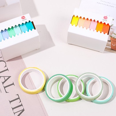 &lt;Ảnh Thật Shop Chụp&gt; Set 6 Cuộn Băng Keo Washi Tape DIY GIấy Note Trang Trí Sổ Tay Nhật Kí Khay Đựng Bút Teeci604