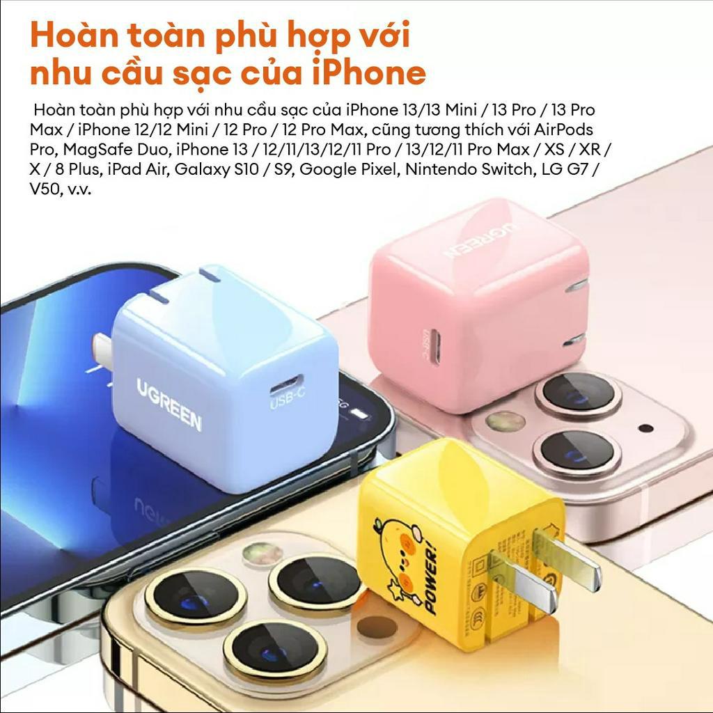 Củ sạc nhanh mini UGREEN 20W CD249 Cổng USB-C| Chuẩn PD 3.0 QC 4.0| Chân cắm US gập gọn| Bảo hành 18 tháng 1 đổi 1
