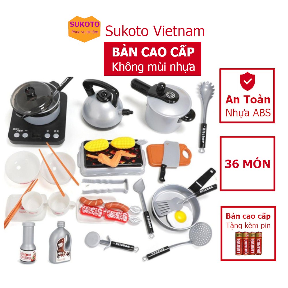 Đồ Chơi Nấu Ăn 36 Món và 32 Món - Bản Mới 2021 Cao Cấp Không Mùi Nhựa, An Toàn Cho Bé - Loại 1 To, Đẹp