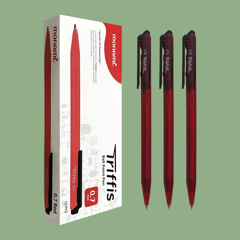 Bút Bi Dầu Monami Triffis 0.7mm - Mực Đỏ (Thái Lan)