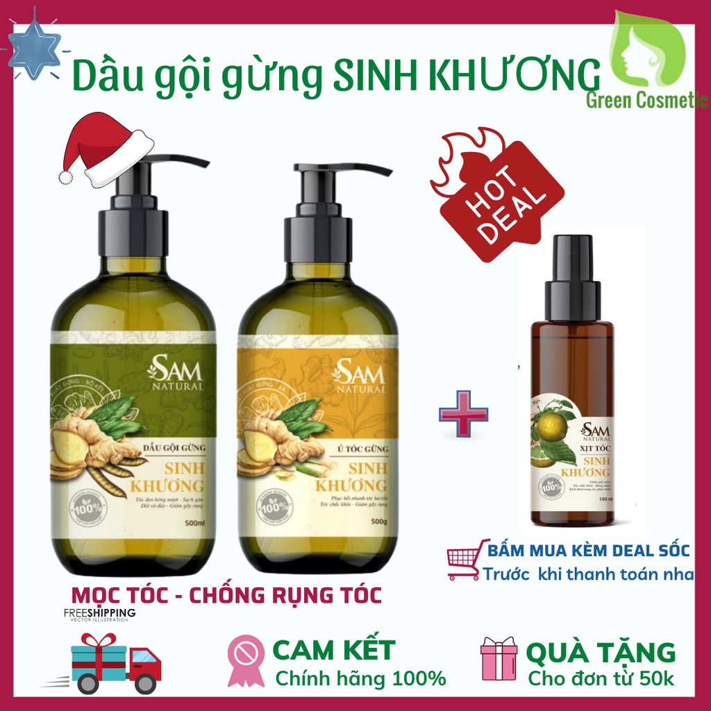 Dầu Gội Sinh Khương Chiết Xuất Thiên Nhiên Kích Thích Mọc Tóc Và Trị Rụng Tóc Sam Natural (500ml)