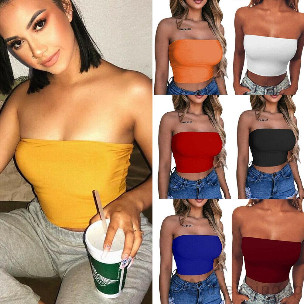 Áo ống crop top thiết kế không tay hở lưng quyến rũ thời trang cho nữ