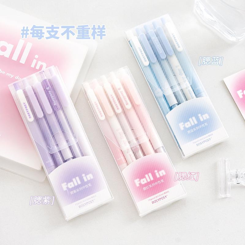Bộ Bút Mực Gel Dạng Nhấn 3 Phong Cách Màu Tươi Mới Macron Dành Cho Học Sinh