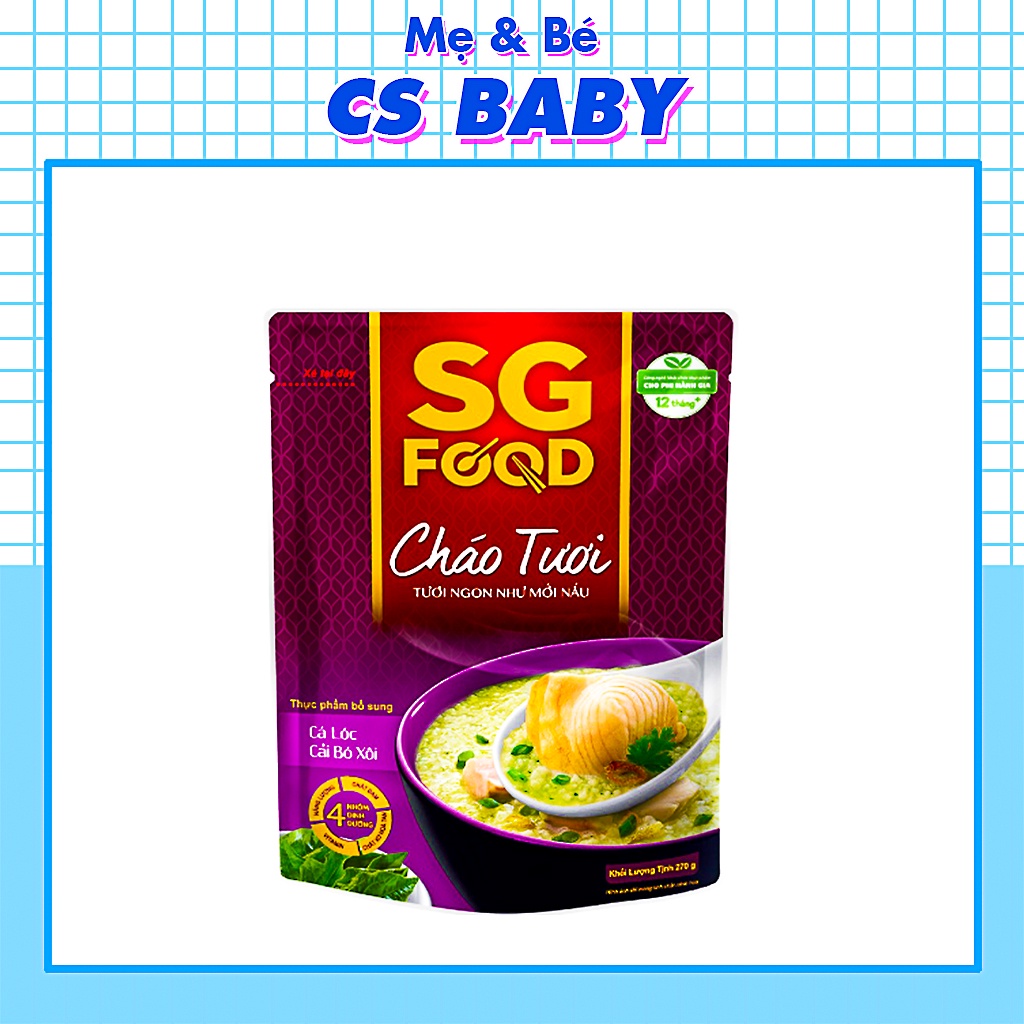 Cháo Tươi Sài Gòn Food Cá Lóc & Cải Bó Xôi 240g CS BABY