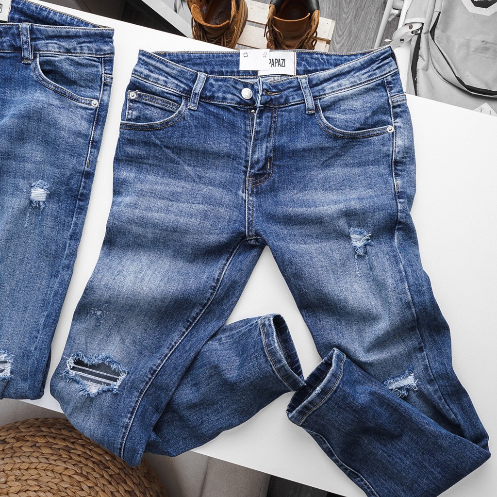 𝐐𝐮𝐚̂̀𝐧 𝐉𝐞𝐚𝐧𝐬 rách gối - Quần bò nam co giãn dễ phối đồ, phong cách 2021 - Thời trang nam PAPAZI | BigBuy360 - bigbuy360.vn