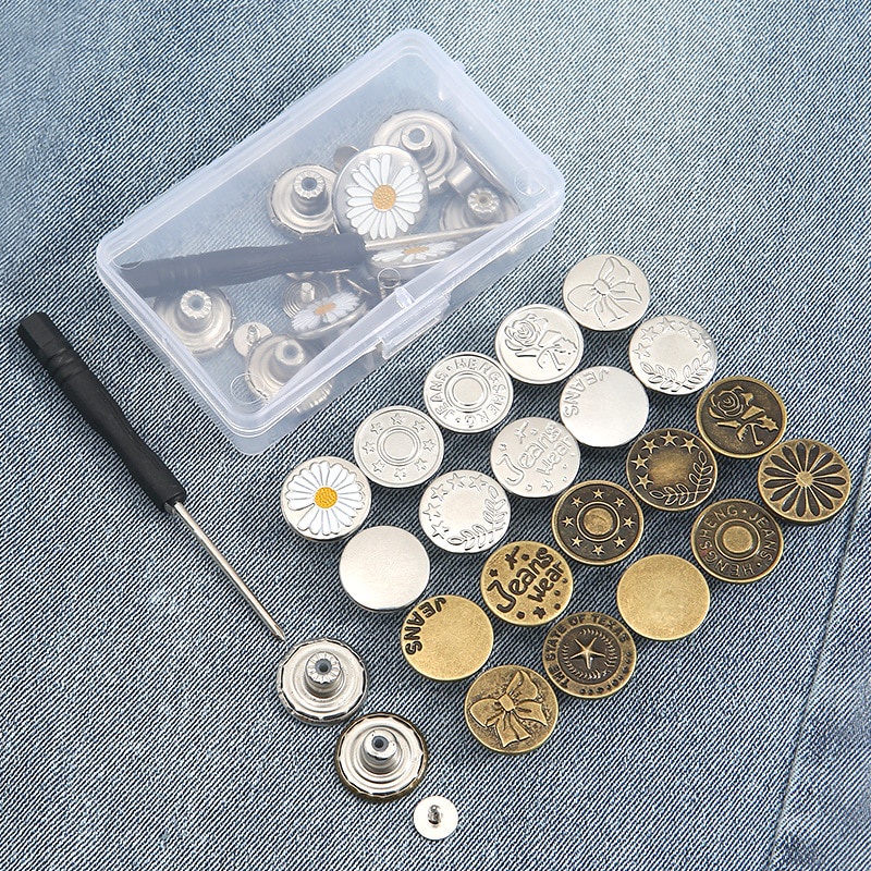 1 Chiếc Nút Quần Jean 6-26MM Phong Cách Retro