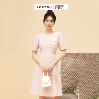 Đầm xòe nữ rã cúp cơ bản nhiều màu GUMAC đính kèm hoa cài DB543