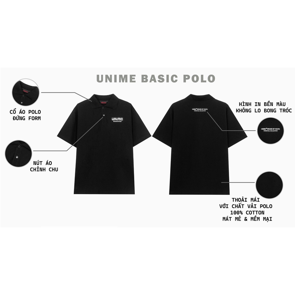 Áo Polo Basic Nam/Nữ vải cá sấu 100% cotton thoáng mát - Trắng