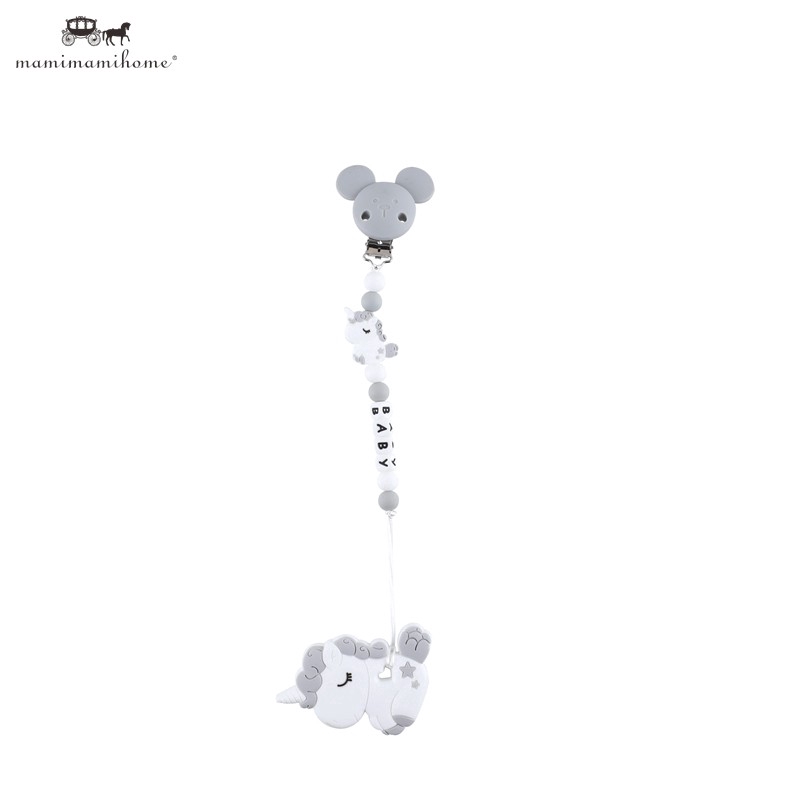 Chuỗi dây gặm đồ chơi MAMIMAMIHOME bằng silicone gắn đầu chuột Mickey hoạt hình dành cho trẻ em
