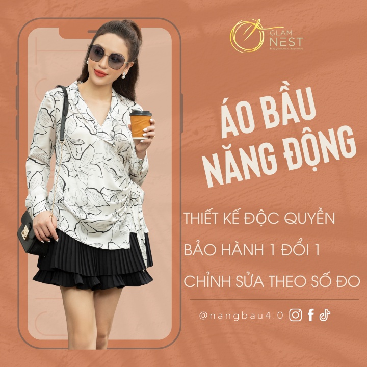 Áo Bầu Kiểu Sơ Mi & Quần Váy Công Sở Đẹp Mùa Hè Thu Đông Cao Cấp GLAM NEST AS005