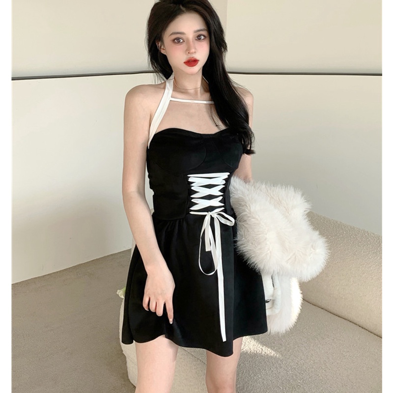 Đầm Mini Hai Dây Phối Ren Gợi Cảm Dành Cho Nữ