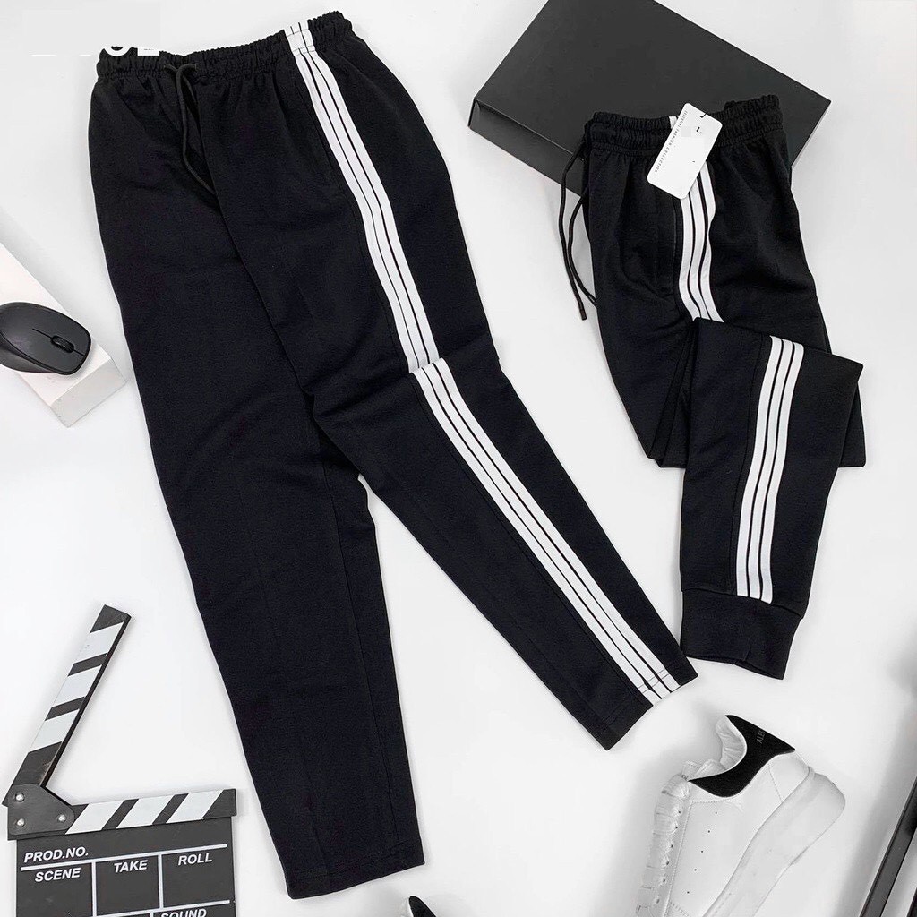 Quần jogger thể thao nam chất liệu nỉ cao cấp - Quần nỉ dài 3 sọc kẻ trắng có ống bo và xuông hot nhất 2021