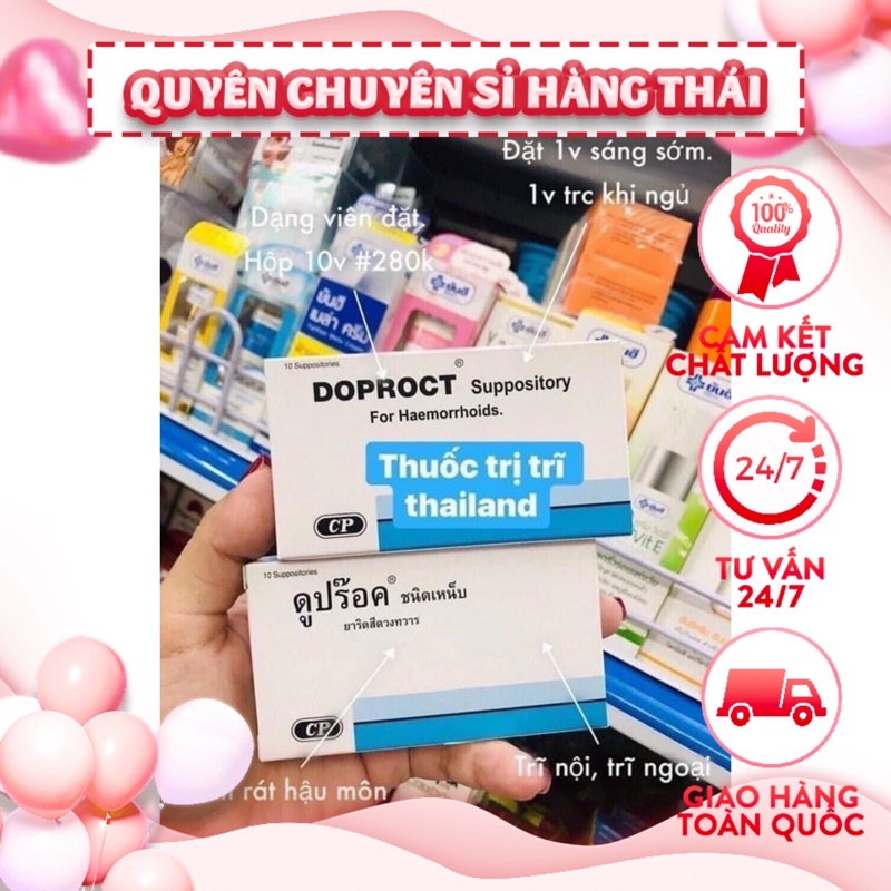 hộp 10viên nhét trỉ doproct thái lan