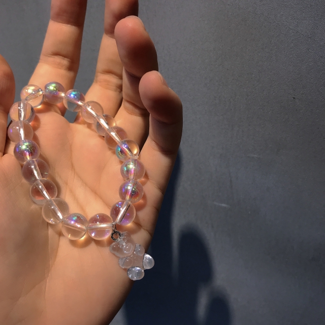 Vòng tay chuỗi hạt pha lê mặt hình gấu phong cách Hàn Quốc cho cặp đôi 22645