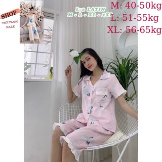 Đồ Bộ pijama nữ mặc nhà lụa latin loại tốt quần lỡ size M-L-XL( từ 40-65kg) LL110