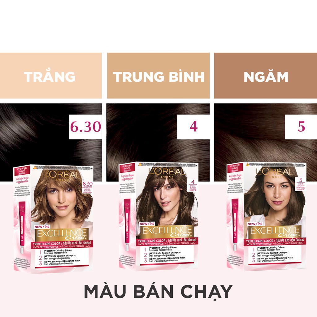 Màu nhuộm dưỡng tóc phủ bạc L'Oreal Paris Excellence Crème 172ml