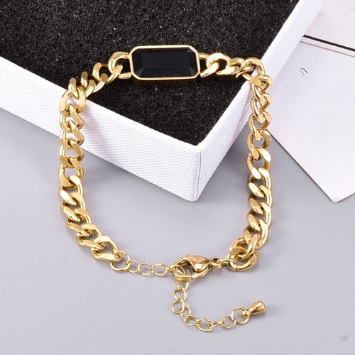 Lắc Tay Dây Xích Mặt Chữ Nhật Titan Ko Đen TT 3560