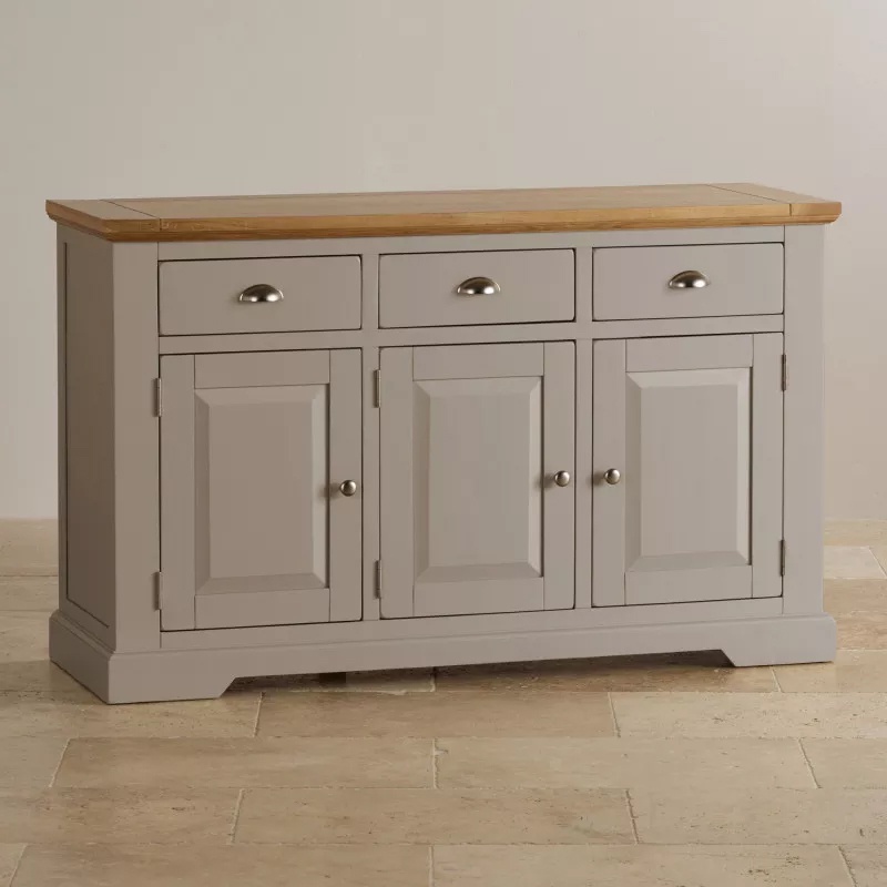 Tủ trữ đồ lớn IBIE St.Ives gỗ sồi màu trắng nóc sồi