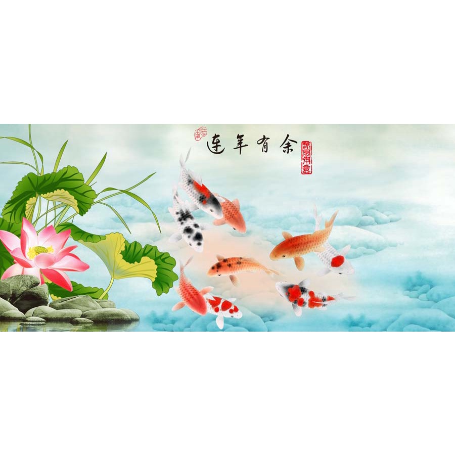 Tranh cá chép phong thủy tài lộc 3D bán chạy nhất