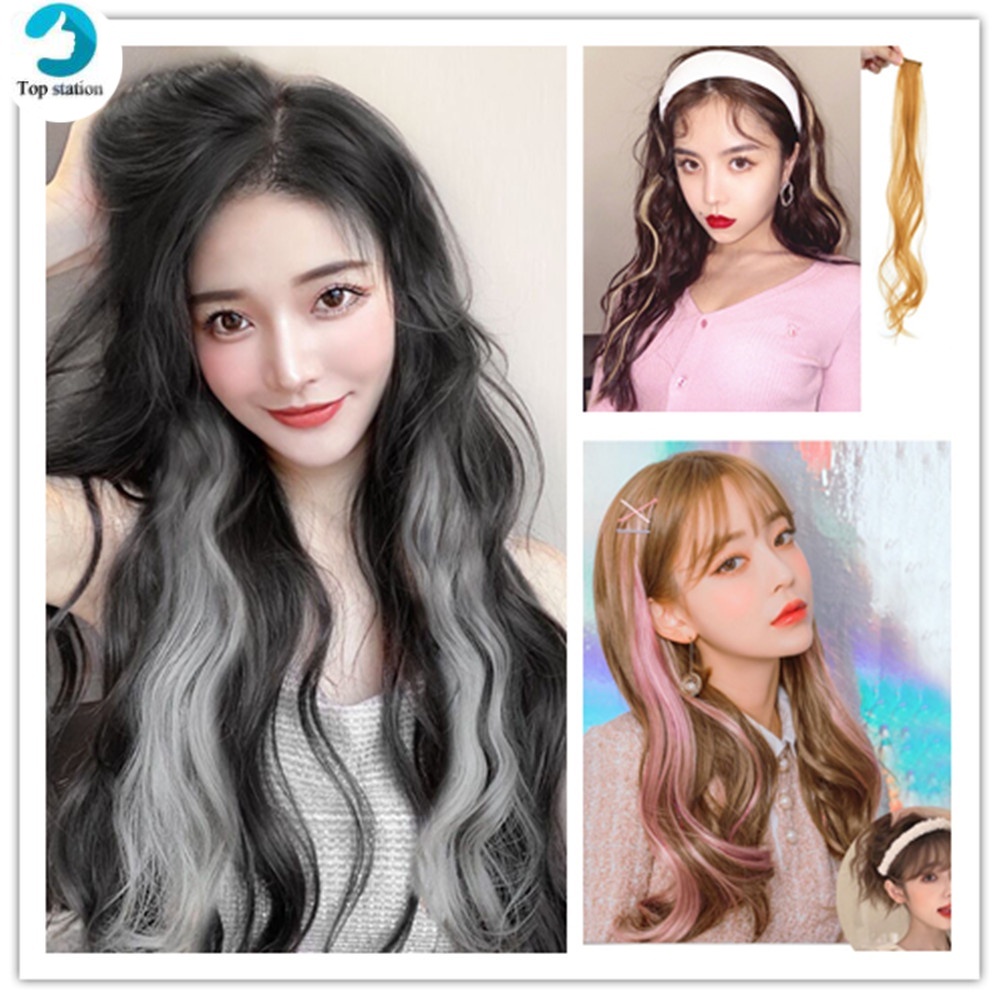 Tóc Giả Dài Xoăn Tự Nhiên Nhiều Màu Thời Trang Cho Nữ Kèm Kẹp Tóc
