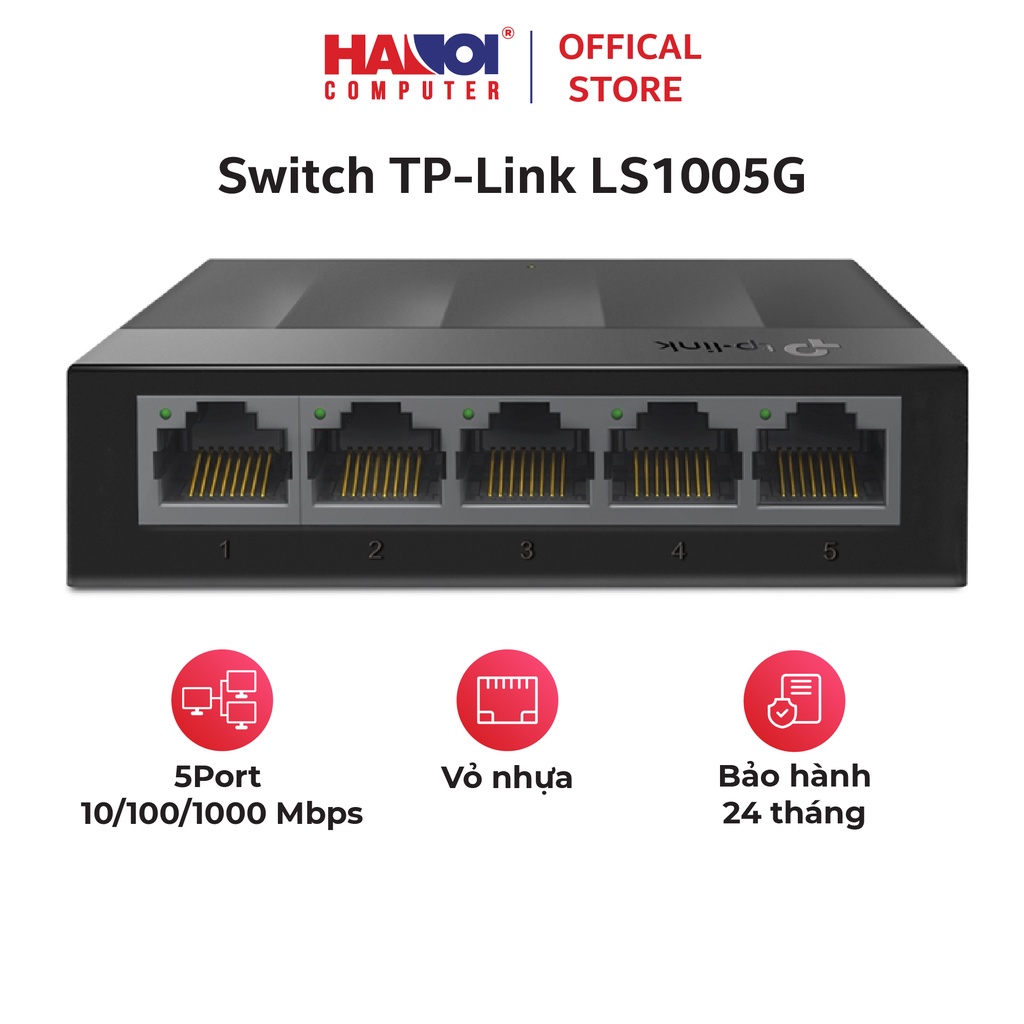 Switch TP-Link LS1005G 5 Port 10/100/1000Mbps vỏ nhựa, tốc độ truyền tải nhanh