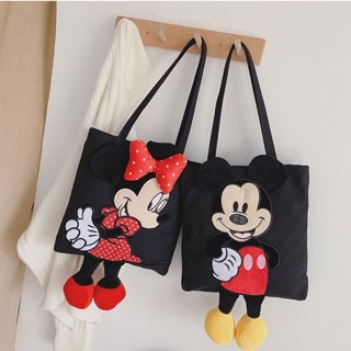 TÚI VẢI TOTE MICKEY & MINNIE GẤU BÔNG 3D CAO CẤP
