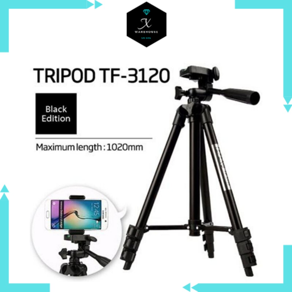 Chân máy ảnh đa năng TF3120 fullblack, tripod chụp hình selfie đa năng kẹp được điện thoại