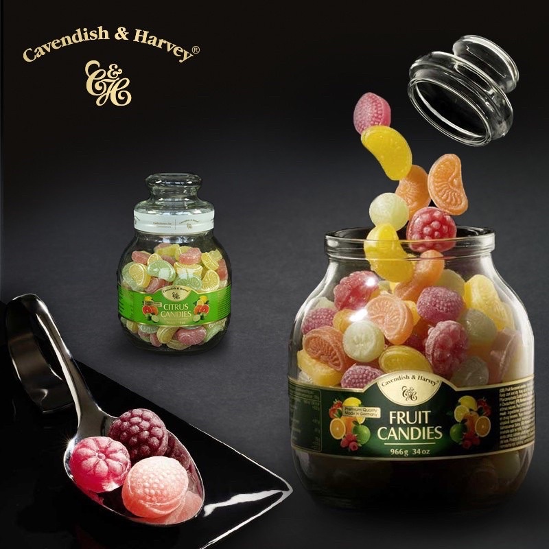 KẸO TRÁI CÂY CAVENDISH HARVEY MIX VỊ TRÁI CÂY HŨ THUỶ TINH 300g
