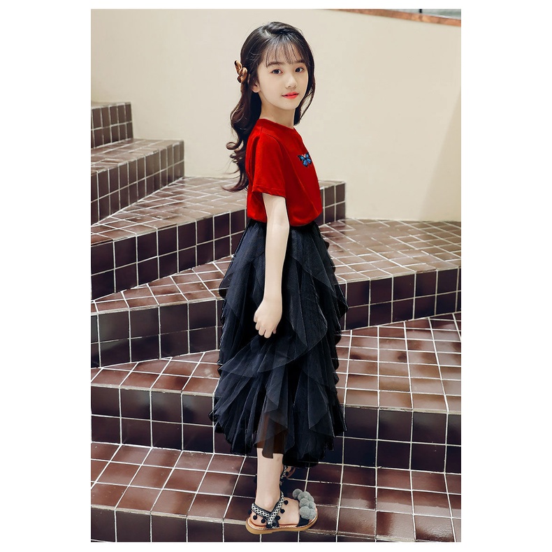 Bộ Áo + Chân Váy Phồng Kiểu Công Chúa Châu Âu Thời Trang Cho Bé Gái 2022 Mới