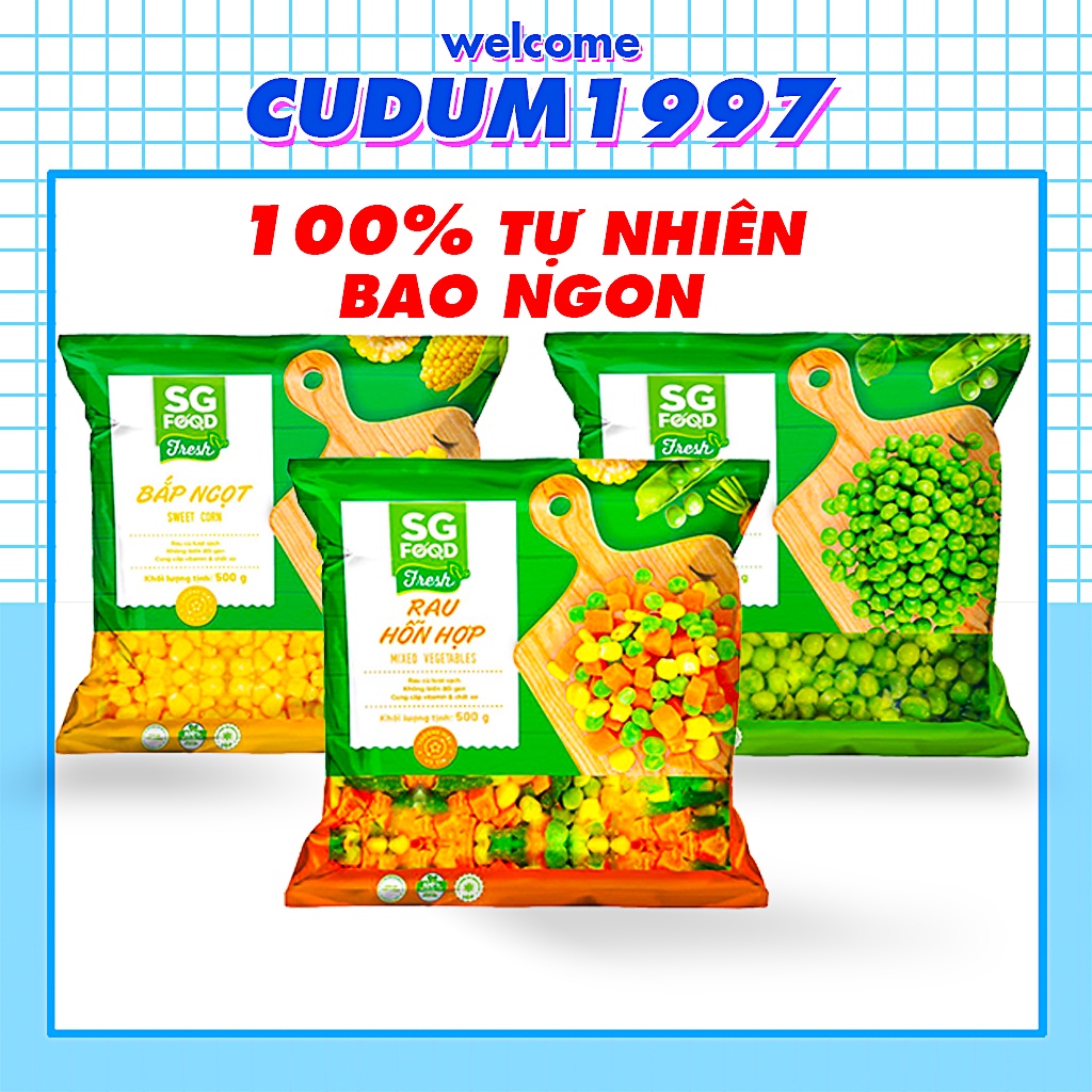 Rau hỗn hơp, Bắp ngọt, Đậu hà lan SG Food 500g thơm ngon