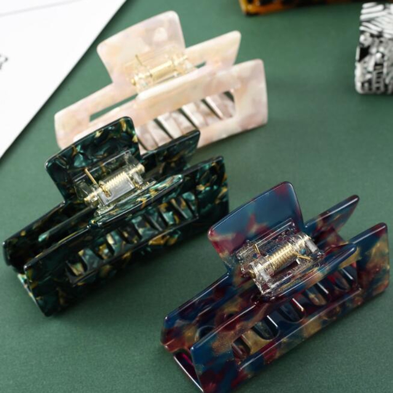 Vintage Acrylic Marble Hair Claw Acetate Hair Clip Hairpins Hair Crab Clamp
