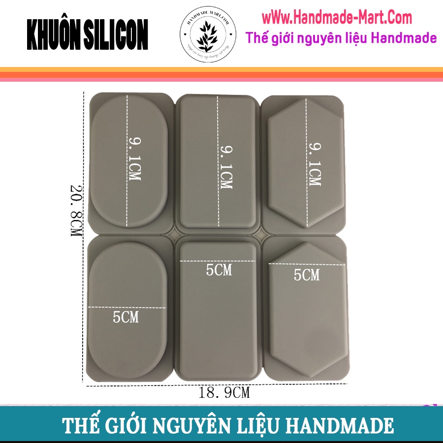 Khuôn silicon hình chữ nhật, hình elip, hình thoi làm nến handmade chuẩn DIY - HM051