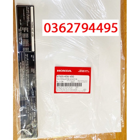 Tem thông số lốp và xích tải xe Winner v1/Winner X/Winner V3 Zin chính hãng Honda