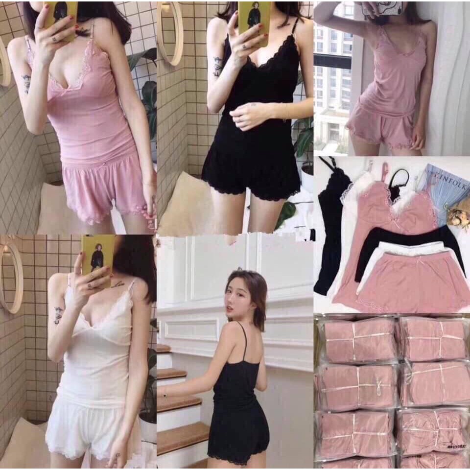 BỘ NGỦ 2 DÂY SEXY REN TĂM HOT