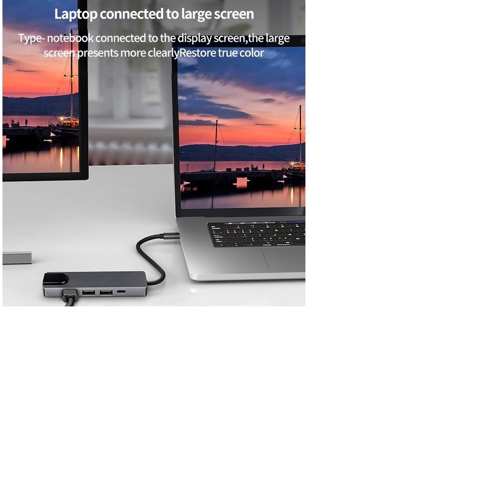Cáp USB Type-C Ra 5 Cổng HDMI 4K, USB 2.0 Và Ethernet RJ45 cao cấp - Cáp USB Type-C