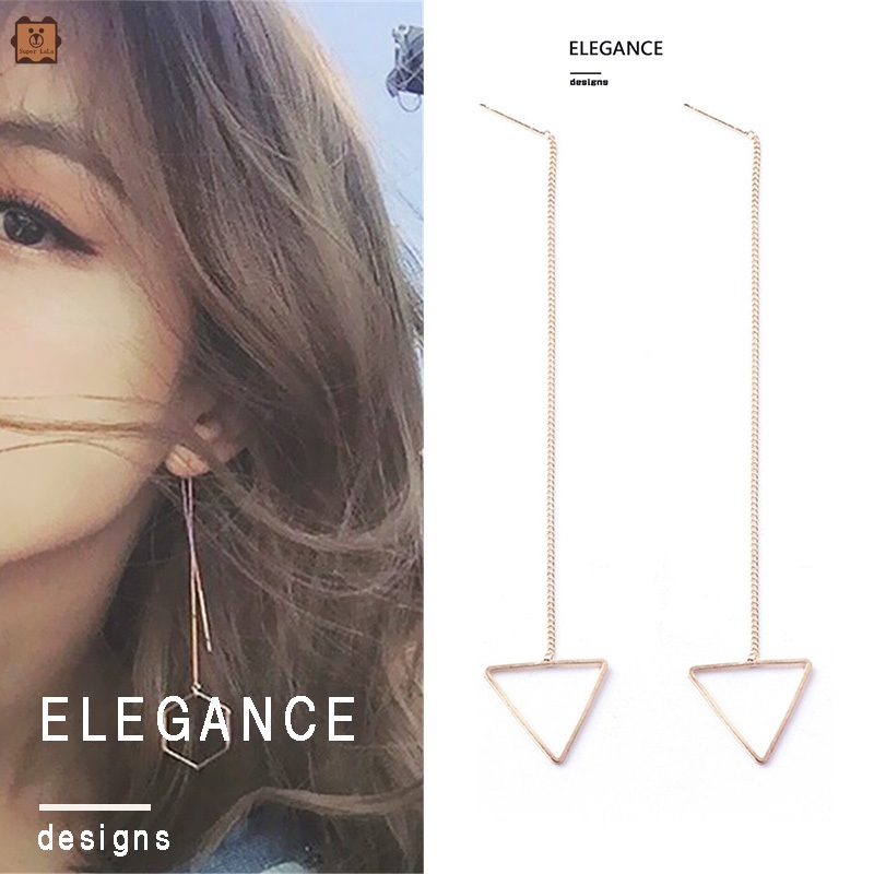 Khuyên tai dài kiểu dáng hình học độc đáo thời trang cho nữ