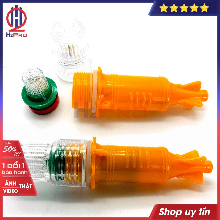 Đèn Chớp Cảnh Báo Vỏ Vàng-Nháy Xanh Đỏ Chống Nước Tặng Pin, Đèn Báo Hiệu Tàu Biển,Thu Hút Khách Hàng Cao Cấp-H2Pro Tech