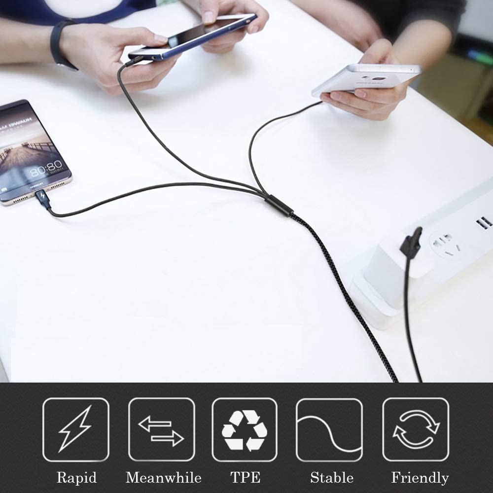 Cáp sạc SGALAS 3 trong 1 1.2m thích hợp cho Apple Android USB Type-C