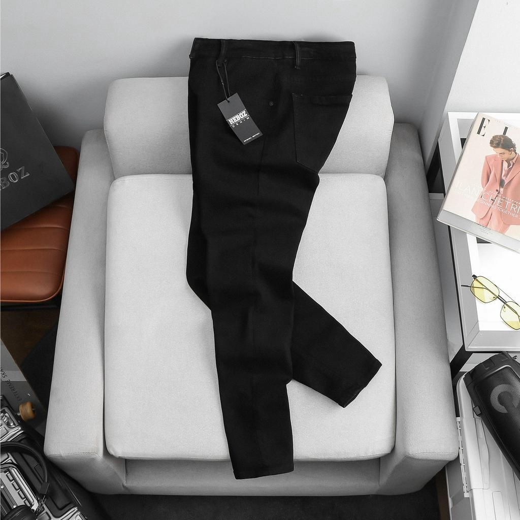 Quần jean dài nam đen basic slim Heboz 010 co giãn cao cấp - 00001496