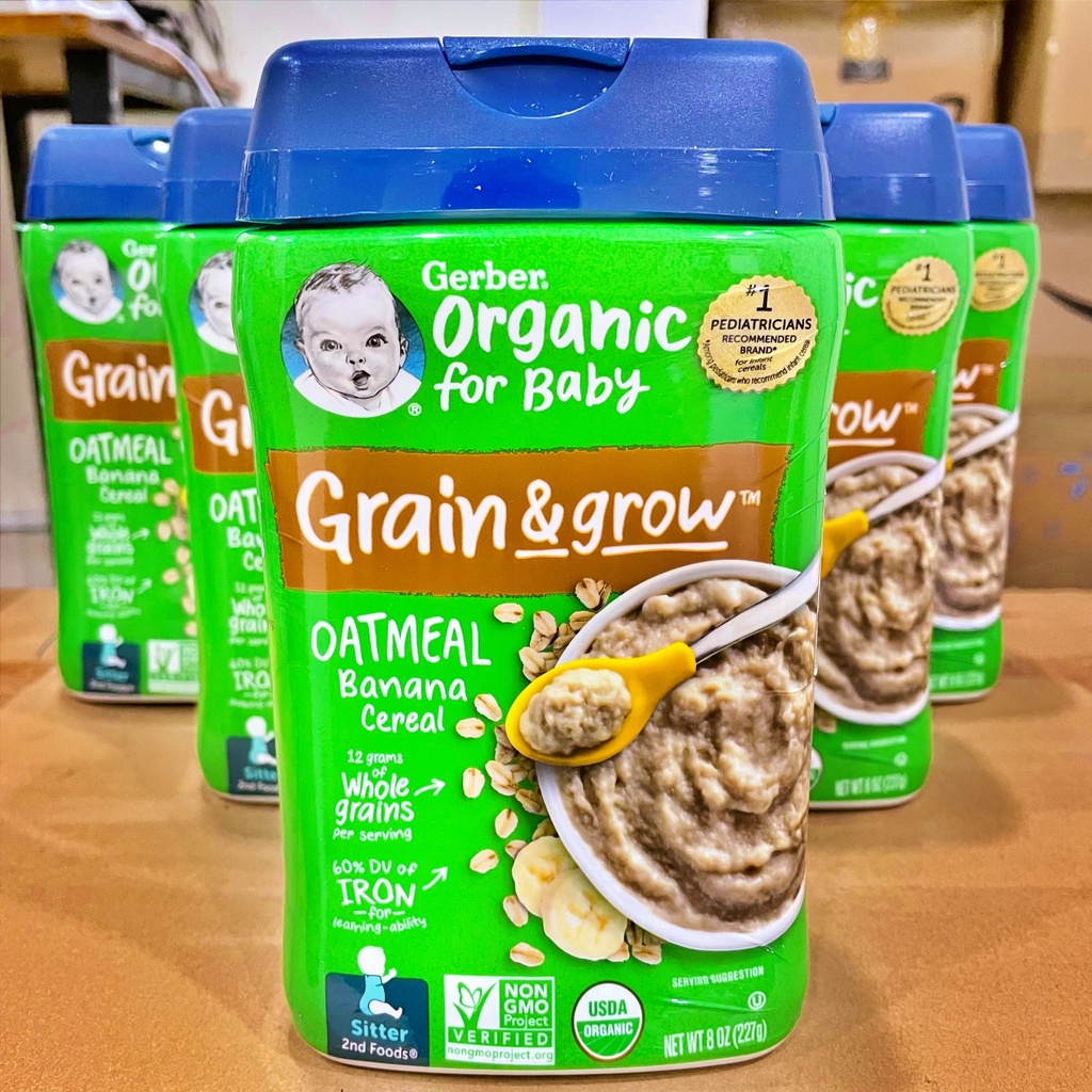 Hộp bột ăn dặm Gerber hữu cơ Organic 227g