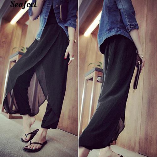 Quần dài nữ bằng vải Chiffon thời trang
