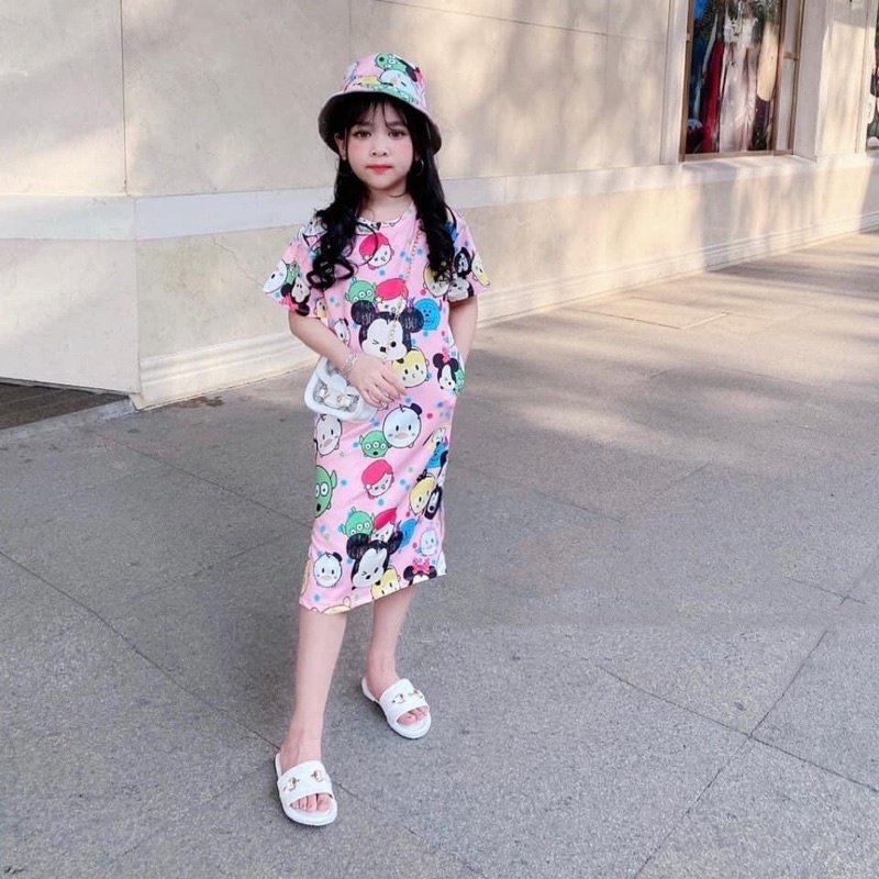 Váy bé gái từ 10kg đên 32kg hoạt hình 3D tặng kèm mũ đội đầu TTR9 TTN10