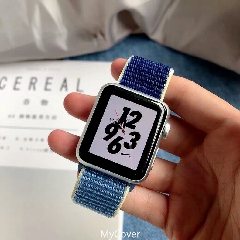 Dây đeo sợi nylon thích hợp cho đồng hồ thông minh Apple watch 44mm 40mm 42mm 38mm 44 mm iWatch 3 4 5 6