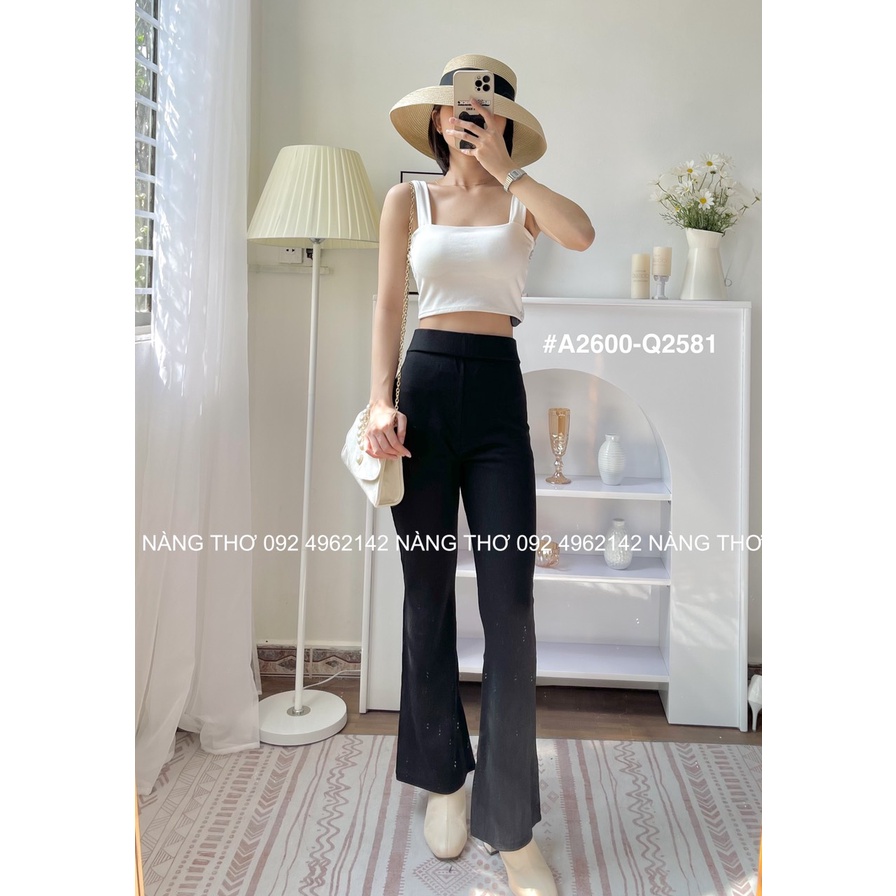 Quần loe Ulzzang vải tăm, phong cách Hàn Quốc, xu hướng 2022 (ảnh thật do shop chụp) 2581