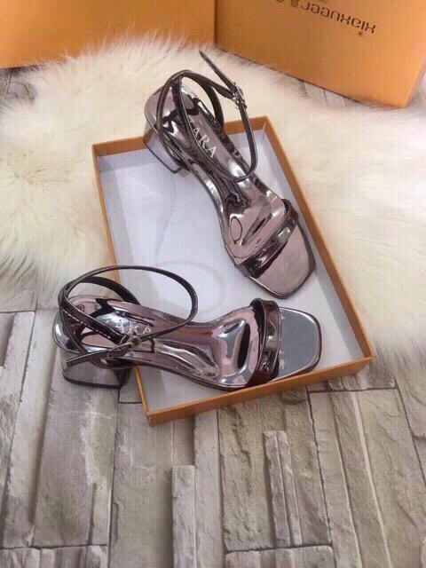 Giày sandal trơn hai dây mảnh gót 5p êm chân mã s9