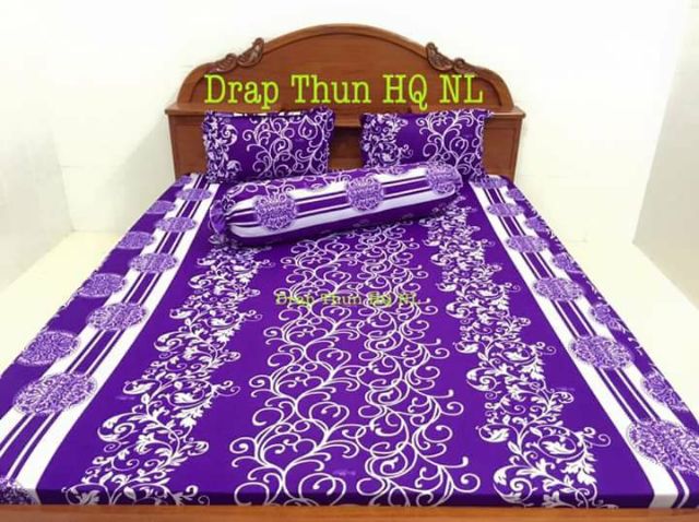 bộ drap thun lạnh có 3 cái áo gối màu nhẫu nhiên ga thu