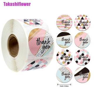 Takashiflower / Cuộn 500 Miếng Dán Tròn In Chữ Thank you Dùng Trang Trí Thủ Công
