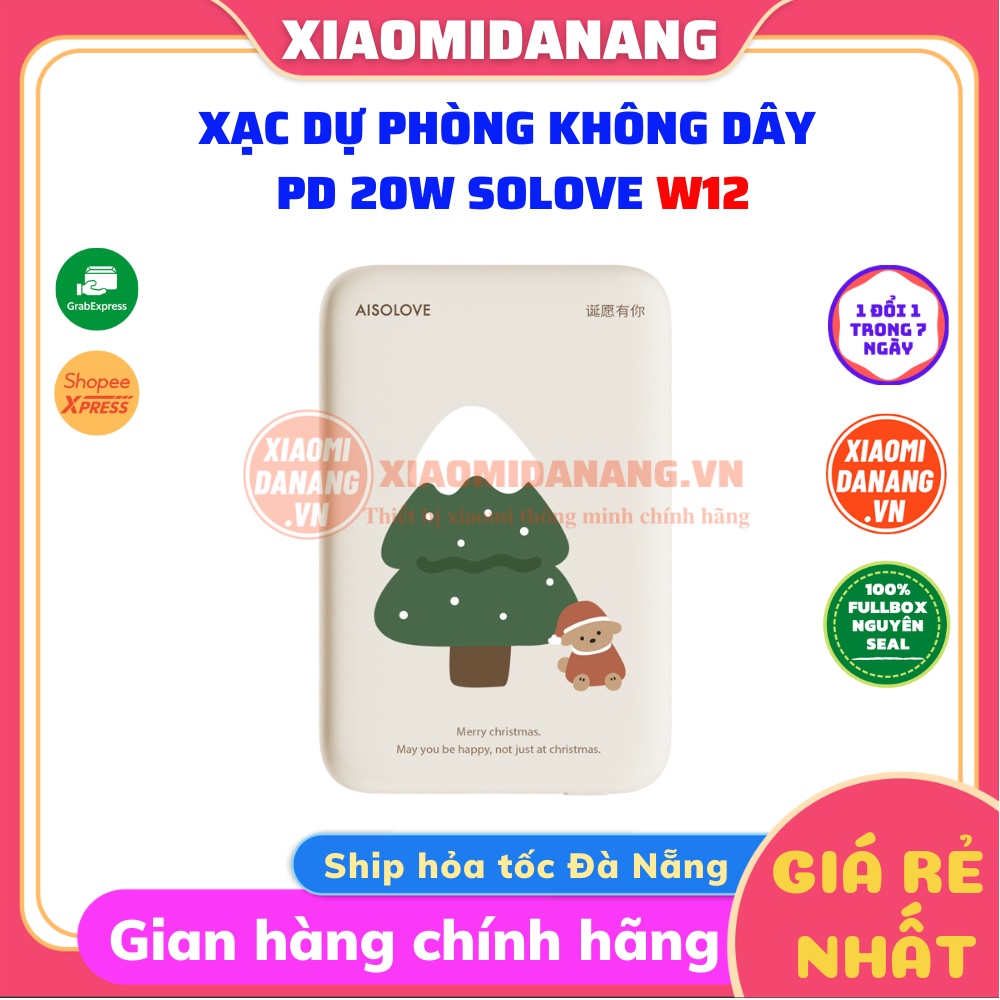 Sạc Dự Phòng Không Dây PD 20W SOLOVE W12 5000mAh,Sạc không dây từ tính Max 15W