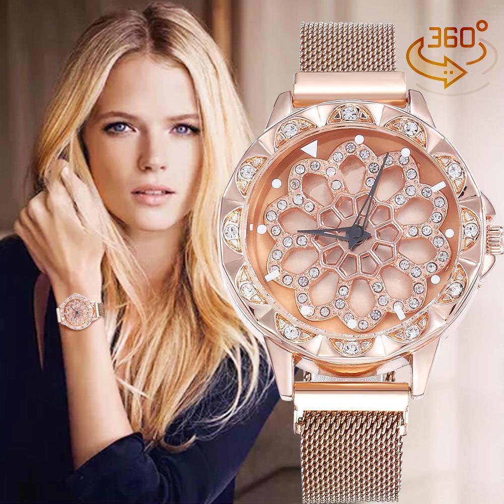 Đồng Hồ Thời Trang Nữ Mặt Đính Hột Xoàn Dây Da